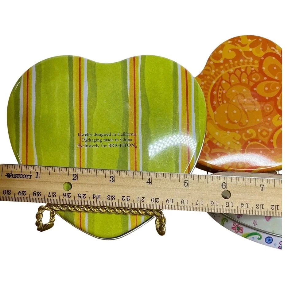 Brighton Heart‎ Shaped Tin Lot Jewelry Trinket Organizer Storage Set